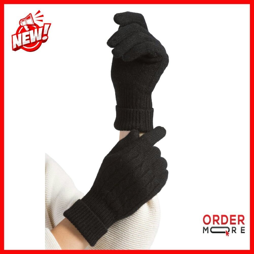 100% Pure Cashmere Cable Knit Gloves | Women's One Size | Cold Weather